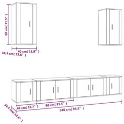 Berkfield Home Classic 6 Piece TV Cabinet Set White Engineered Wood - thumbnail 8