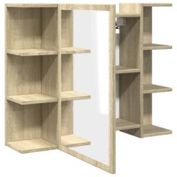 Berkfield Home Bathroom Mirror Cabinet Sonoma Oak 80x20.5x64 cm Engineered Wood in Brown - thumbnail 6