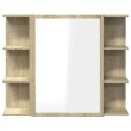 Berkfield Home Bathroom Mirror Cabinet Sonoma Oak 80x20.5x64 cm Engineered Wood in Brown - thumbnail 5
