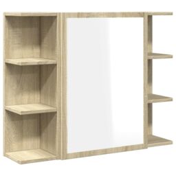 Berkfield Home Bathroom Mirror Cabinet Sonoma Oak 80x20.5x64 cm Engineered Wood in Brown - thumbnail 2