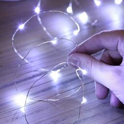 Shatchi 2M Long 20 Cool White LED Lights Silver Copper Wire Indoor Battery Operated StringLights - thumbnail 4