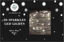 Shatchi 2M Long 20 Cool White LED Lights Silver Copper Wire Indoor Battery Operated StringLights - thumbnail 5
