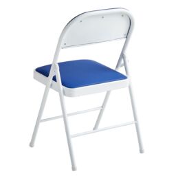 MCC Direct Set of 4 Folding Dining Chairs Metal Frame Padded Seats in Blue - thumbnail 4