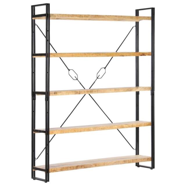 Berkfield Home 5-Tier Bookcase 140x30x180 cm Solid Mango Wood in Brown - Size: 140 x 30 x 180 cm - image 1