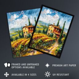 "Artery8 Summer Tuscan Farmhouse Oil Painting Colourful Wall Art Print in Green - Size: W18"" x H24""" - thumbnail 2
