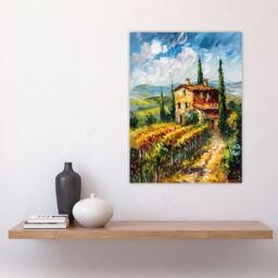 "Artery8 Summer Tuscan Farmhouse Oil Painting Colourful Wall Art Print in Green - Size: W18"" x H24""" - thumbnail 4