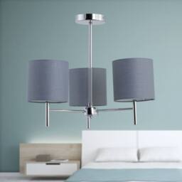 First Choice Lighting Brea - Chrome 3 Light Fitting with Grey Cotton Shade in Silver - thumbnail 3