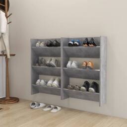 Berkfield Home Wall Shoe Cabinets 2 pcs Concrete Grey 60x18x90 cm Engineered Wood - Size: 60 x 18 x 90 cm - thumbnail 2