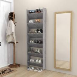 Berkfield Home Wall Shoe Cabinets 2 pcs Concrete Grey 60x18x90 cm Engineered Wood - Size: 60 x 18 x 90 cm - thumbnail 4