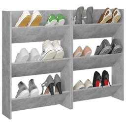 Berkfield Home Wall Shoe Cabinets 2 pcs Concrete Grey 60x18x90 cm Engineered Wood - Size: 60 x 18 x 90 cm - thumbnail 3