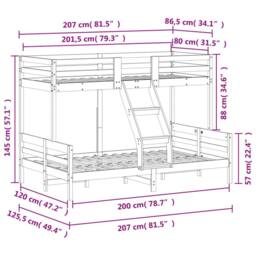 Berkfield Home Bunk Bed without Mattress 80x200/120x200 cm Solid Wood in Light Brown - thumbnail 9