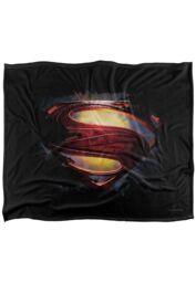 Superman Man of Steel Grungy Shield Silky Touch Super Soft Throw Blanket 152 X 127 cm in White