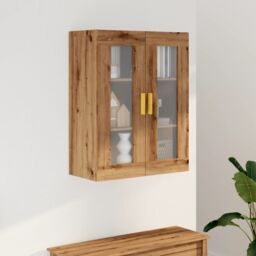 Berkfield Home Hanging Wall Cabinet Artisian Oak 69.5x34x90 cm in Brown - thumbnail 3