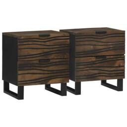 Berkfield Home Bedside Cabinets - 2 Pieces, 40x33.5x46 cm, Made from Solid Mango Wood in Brown - Size: 40x33.5x46 cm - thumbnail 2