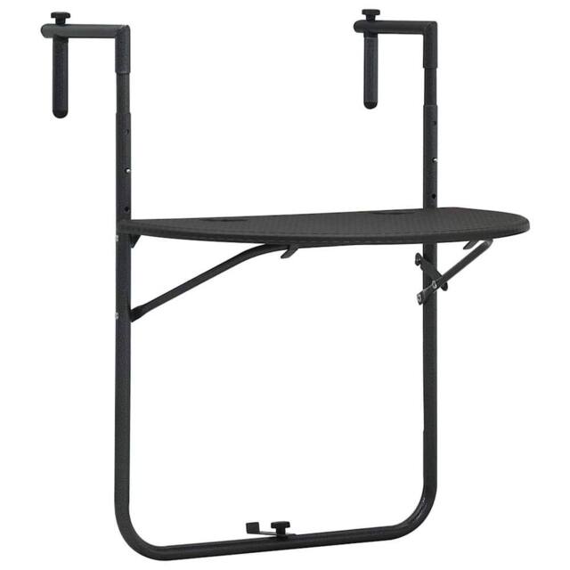 Berkfield Home Hanging Balcony Table Brown 60x64x83.5 cm Plastic Rattan Look in Dark Grey - image 1