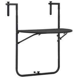Berkfield Home Hanging Balcony Table Brown 60x64x83.5 cm Plastic Rattan Look in Dark Grey