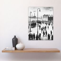 "Artery8 Industrial City Scene 1930s Drawing British Town Wall Art Print in Grey - Size: W24"" x H32""" - thumbnail 4