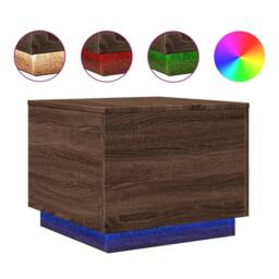 Berkfield Home Modern Coffee Table with LED Lights Brown Oak 50x50x40 cm - Size: 50 x 50 x 40 cm - thumbnail 3