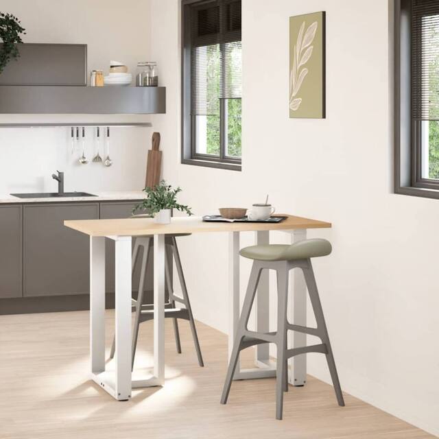 Berkfield Home Modern Bar Table Legs T-Shaped¬†2 pcs White 60x35x(90-91) cm Steel - image 1