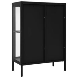 Berkfield Home Sideboard Black 75x35x105 cm Steel & Glass - Size: 75 x 35 x 105 cm - thumbnail 5