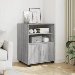 Berkfield Home Rolling Cabinet Grey Sonoma 60x48x81 cm Engineered Wood - Size: 60 x 48 x 81 cm - thumbnail 2