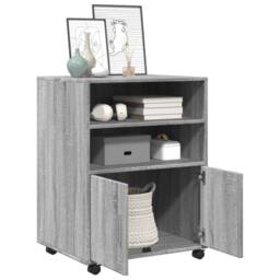 Berkfield Home Rolling Cabinet Grey Sonoma 60x48x81 cm Engineered Wood - Size: 60 x 48 x 81 cm - thumbnail 3