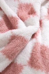 Living and Home 100 x 150cm Flannel Soft Lightweight Checkered Throw Blanket in Pink - Size: 100 x 150 cm - thumbnail 4