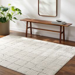 Livabliss Freud-Modern Ivory Black Brown High Pile Living Dining Bedroom Rug - Size: 160 cm x 215 cm