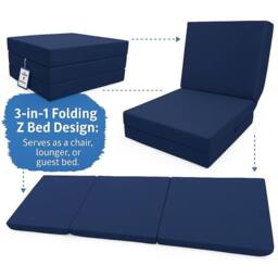 House of Home Fold Out Z Bed Single Size Chair Bed Folding Guest Sofa UK Blue - thumbnail 3
