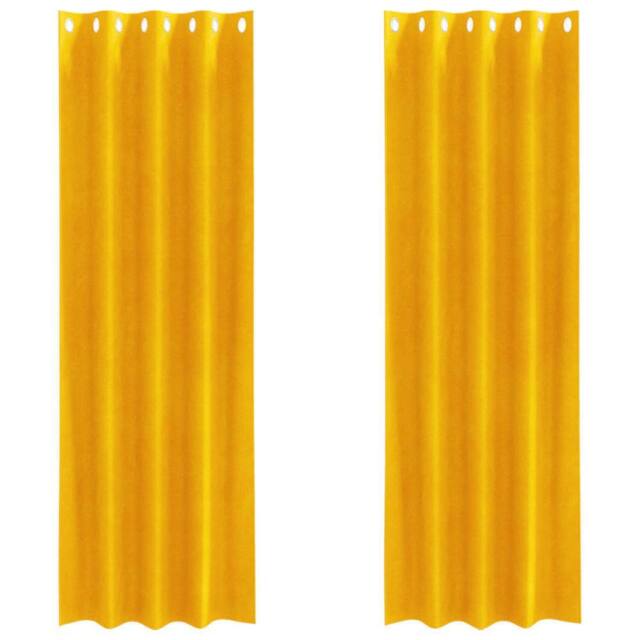 Berkfield Home Blackout Curtains with Eyelets 2 pcs Mustard Yellow Velvet - image 1