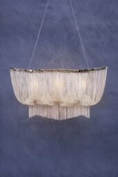 Orsina 6 Light Chrome Pendant, Adjustable Aluminium Chain Basket Pendant, Boutique Luxe Lighting For Living Room in Silver - thumbnail 3