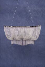 Orsina 6 Light Chrome Pendant, Adjustable Aluminium Chain Basket Pendant, Boutique Luxe Lighting For Living Room in Silver - thumbnail 2