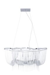 Orsina 6 Light Chrome Pendant, Adjustable Aluminium Chain Basket Pendant, Boutique Luxe Lighting For Living Room in Silver - thumbnail 5