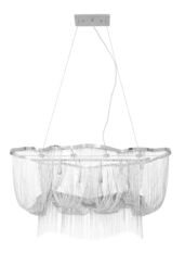Orsina 6 Light Chrome Pendant, Adjustable Aluminium Chain Basket Pendant, Boutique Luxe Lighting For Living Room in Silver - thumbnail 4