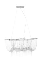 Orsina 6 Light Chrome Pendant, Adjustable Aluminium Chain Basket Pendant, Boutique Luxe Lighting For Living Room in Silver - thumbnail 1