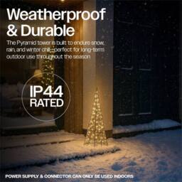 Xmas Haus 18x18x66cm Black Tower Tree 200Warm White MicroLed 5M Lead - Size: 18 x 18 x 66 cm - thumbnail 4