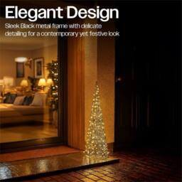 Xmas Haus 18x18x66cm Black Tower Tree 200Warm White MicroLed 5M Lead - Size: 18 x 18 x 66 cm - thumbnail 3