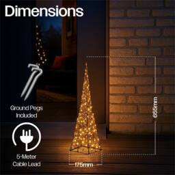 Xmas Haus 18x18x66cm Black Tower Tree 200Warm White MicroLed 5M Lead - Size: 18 x 18 x 66 cm - thumbnail 2