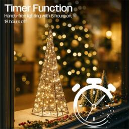 Xmas Haus 18x18x66cm Black Tower Tree 200Warm White MicroLed 5M Lead - Size: 18 x 18 x 66 cm - thumbnail 7
