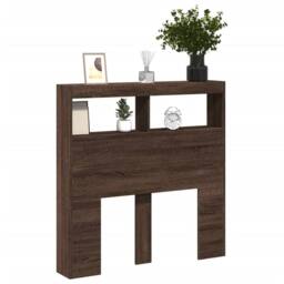Berkfield Home Headboard Cabinet with LED Brown Oak 100x17x102 cm - Size: 100 x 17 x 102 cm - thumbnail 5