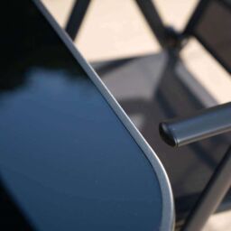 Hectare 6 Seater Dining Set With Parasol Reclining Chairs Glass Table In Black - thumbnail 6