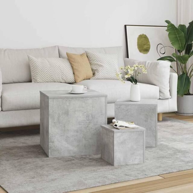 Berkfield Home Side Tables 3 pcs Concrete Grey Engineered Wood - image 1