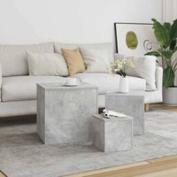 Berkfield Home Side Tables 3 pcs Concrete Grey Engineered Wood