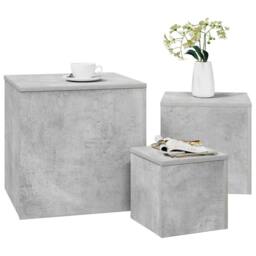 Berkfield Home Side Tables 3 pcs Concrete Grey Engineered Wood - thumbnail 3