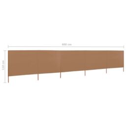 Berkfield Home 5-panel Wind Screen Fabric 600x80 cm Taupe in Beige - thumbnail 6
