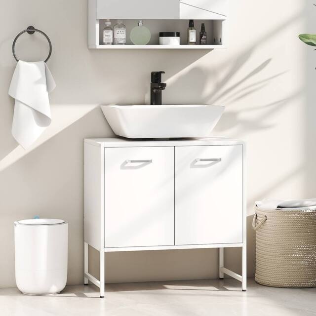 HOMCOM Bathroom Under Sink Cabinet for Basin without or with Pedestal White - image 1