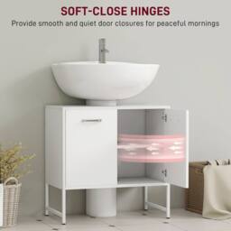 HOMCOM Bathroom Under Sink Cabinet for Basin without or with Pedestal White - thumbnail 5
