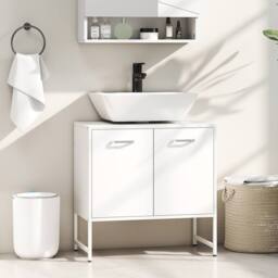 HOMCOM Bathroom Under Sink Cabinet for Basin without or with Pedestal White - thumbnail 1