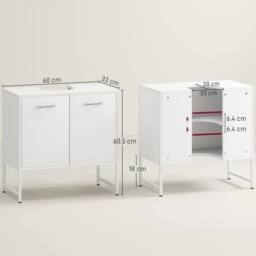 HOMCOM Bathroom Under Sink Cabinet for Basin without or with Pedestal White - thumbnail 3
