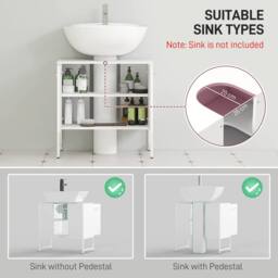 HOMCOM Bathroom Under Sink Cabinet for Basin without or with Pedestal White - thumbnail 4